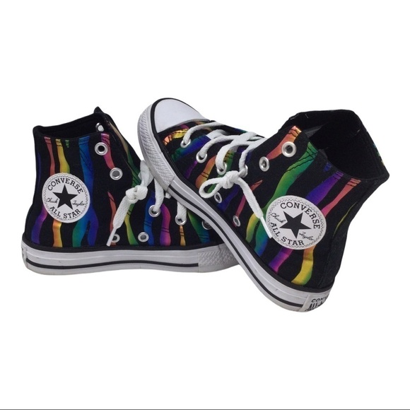 Converse Chuck Taylor AllStar Can't Be Tame Rainbow Zebra Stripe High Tops - Picture 4 of 7